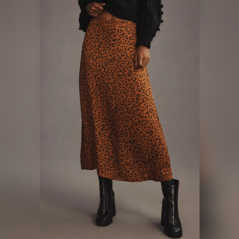 FARM Rio for Anthropologie Leopard Print Midi Skirt